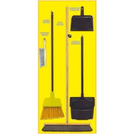 NMC National Marker Janitorial Shadow Board Combo Kit, Yellow on Wht, General Purpose Composite- SBK108ACP